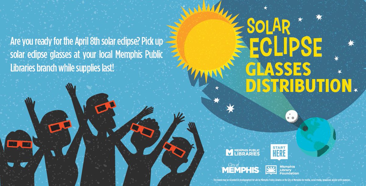 We are less than a week away from this years solar eclipse. We still have FREE safety glasses available at most branches. However, Cordova, Raleigh, East Shelby, and Frayser branches are out of glasses.