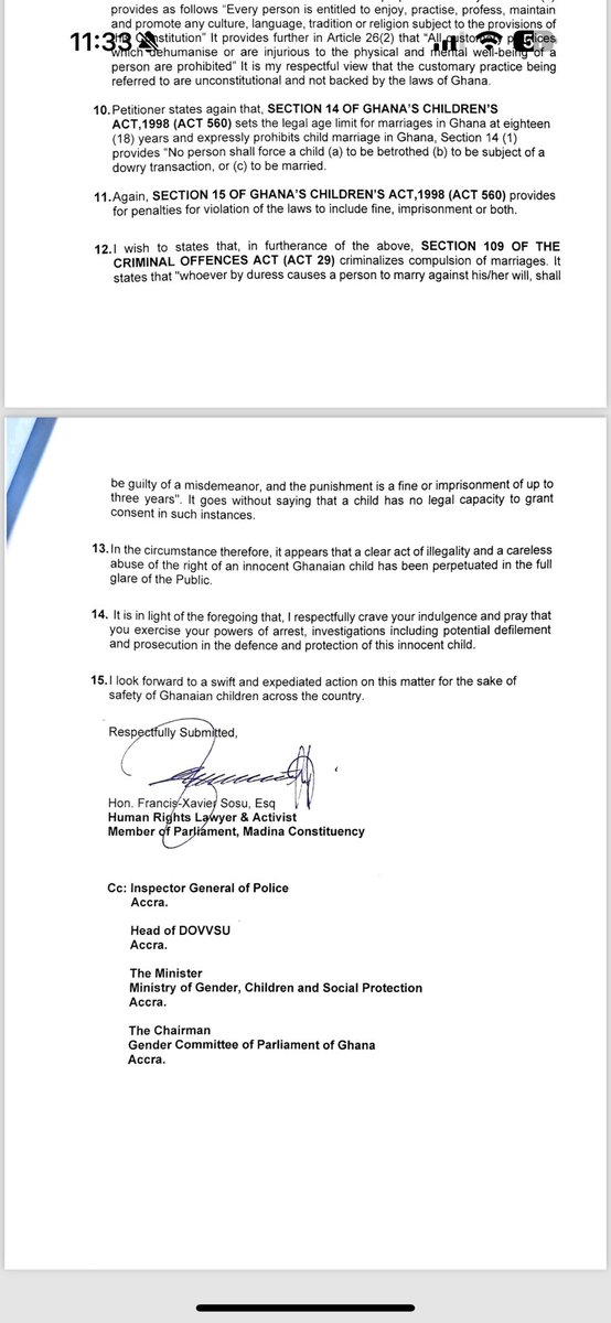 Alleged Child Marriage: Madina MP Francis Xavier-Sosu has petitioned the Criminal Investigation Department (CID) of the Ghana Police Service to arrest and prosecute the WULOMO, NUUMO BORKETEY LAWEH XXXI.