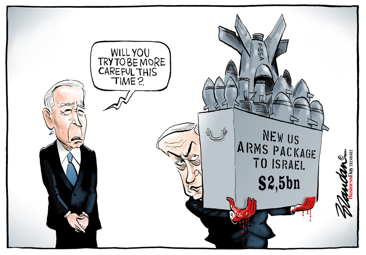 Despite reservations about the high civilian death toll, the US continues to provide Israel with deadly weapons as genocide in Gaza rages on... Business Day, Tuesday 2 April 2024 brandanreynolds.com/2024/04/02/bus…
