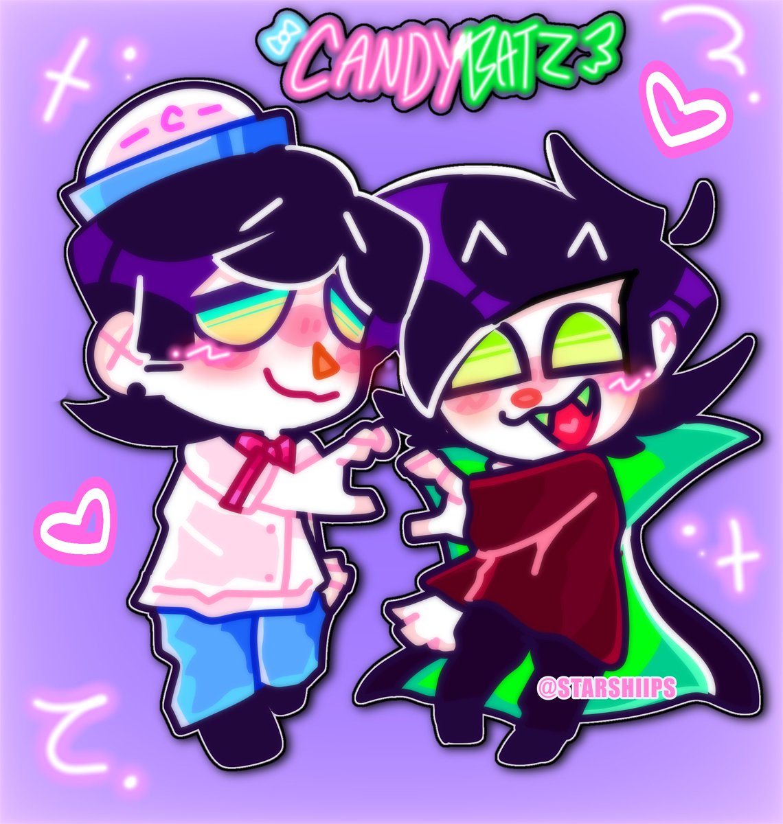 CANDYBATZ!1’1!💖💖🍬🦇 I WANNA MAKE THIZ INTO A KEYCHAIN SO BAD BUT I DONT HAVE THE MATERIALZ!! Dx 
#spookymonth #spookymonthfanart #candybats