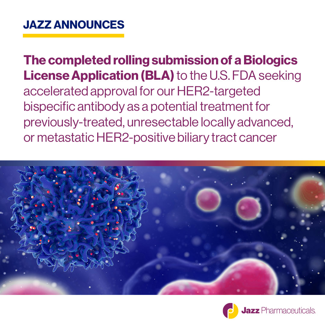 We completed the submission of a Biologics License Application to the FDA for accelerated review for our bispecific antibody as a potential treatment for previously-treated, unresectable locally advanced, or metastatic HER2-positive biliary tract #cancer. bit.ly/4axVWP2