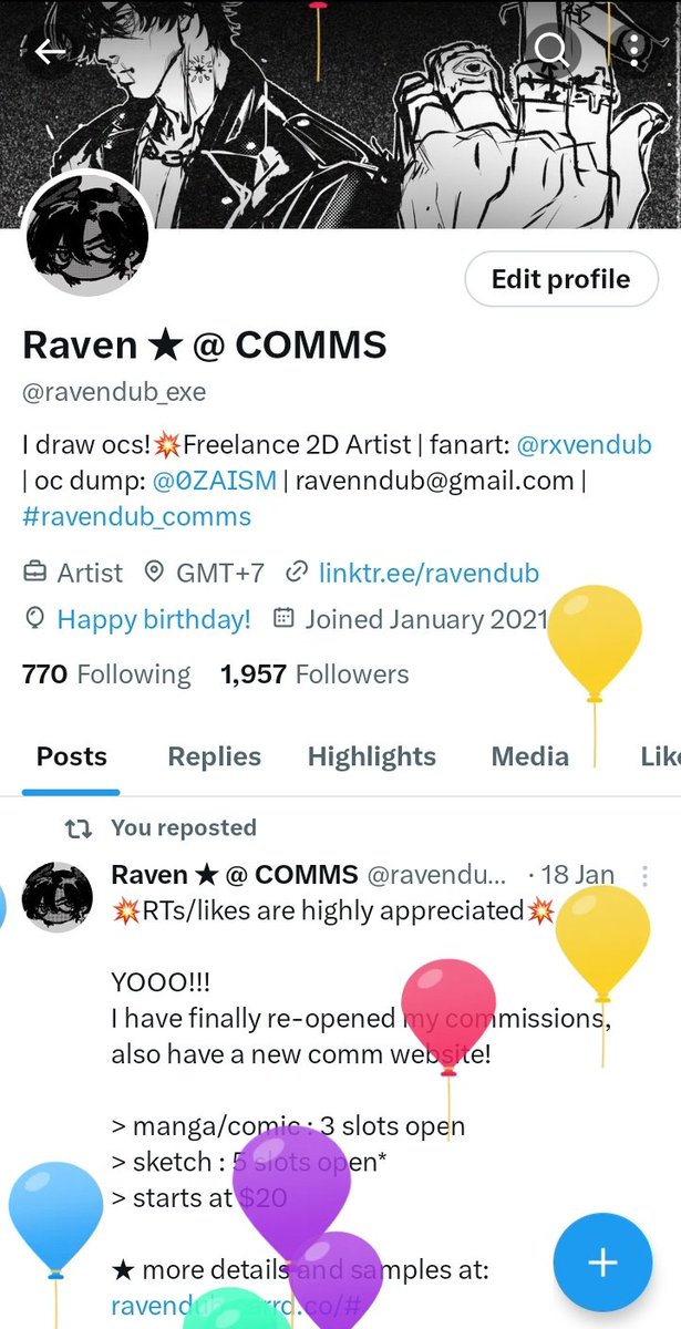 Raven ★ working on comm tweet media