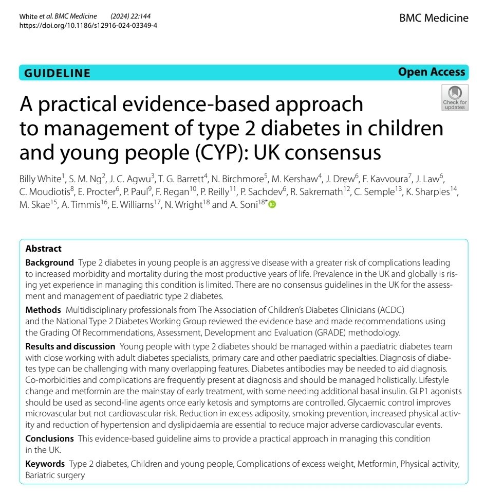 The joint collaboration of <a href="/ACDC_UK/">ACDC</a>
and the National CYP #Type2 Working Group have now published the UK consensus on #TYPE2diabetes management in children. OPEN ACCESS HERE:
link.springer.com/article/10.118…