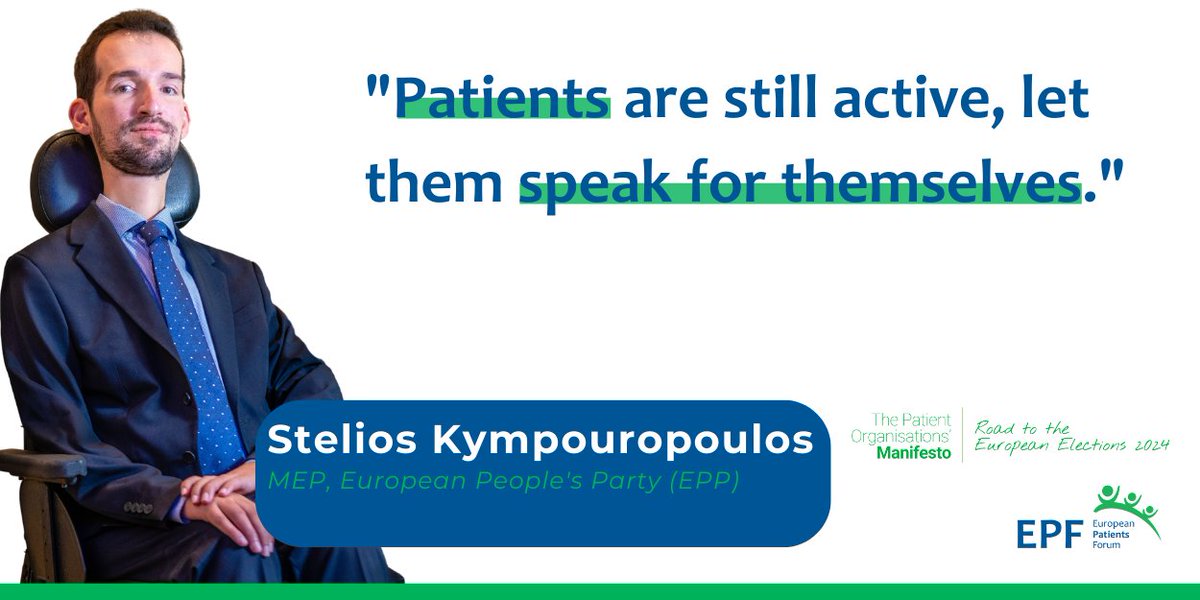 It’s time to put patients at the 💚 of Europe! For the upcoming #EUElections2024, we published a manifesto for a more inclusive health system. We want to thank MEP, @Kympouropoulos for joining our cause! ✍️ Sign the petition: bit.ly/3uyqDo4 #Vote4Patients