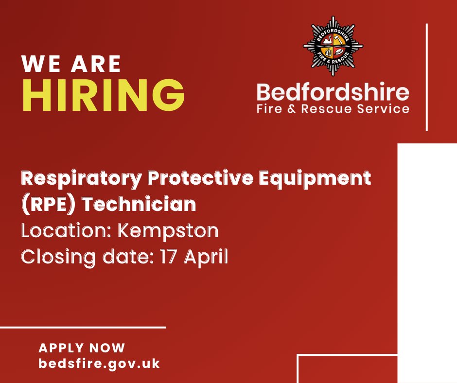 🚨 Don't miss this opportunity - Join Bedfordshire Fire and Rescue Service as a Maintenance Technician and make a real impact on community safety. Apply now: bedsfire.gov.uk/careers/search Closing date: 17 April 2024. #JobOpening #BedfordshireFireRescue