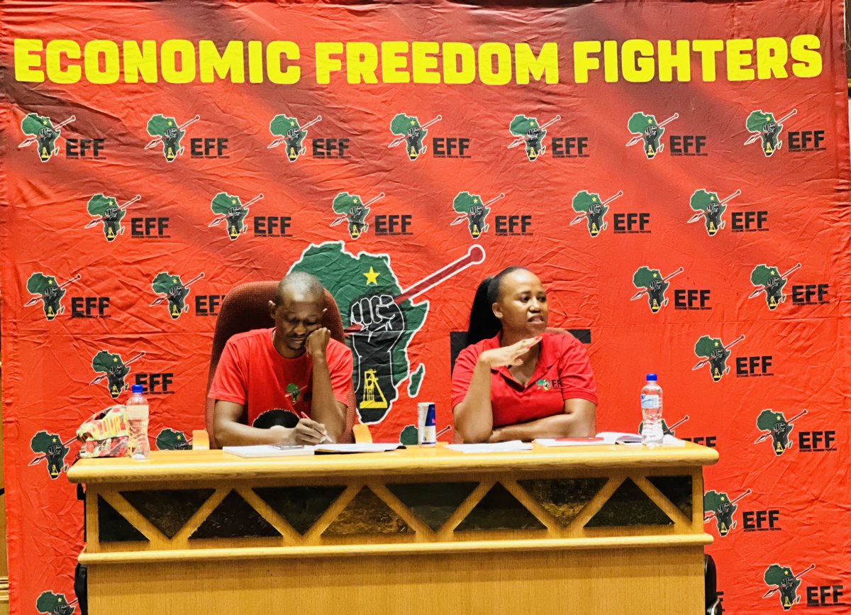 EffNorthwest's tweet photo. ♦️In Progress♦️

The EFF North West’s 6th Provincial Elections Task Force meeting is currently underway at JB Marks Council Chamber. 

In pictures,the Deputy Secretary General Cmsr. Poppy Mailola is presiding over the meeting to take stock of the work done on the ground #VoteEFF. https://t.co/OJO2vlK2YH