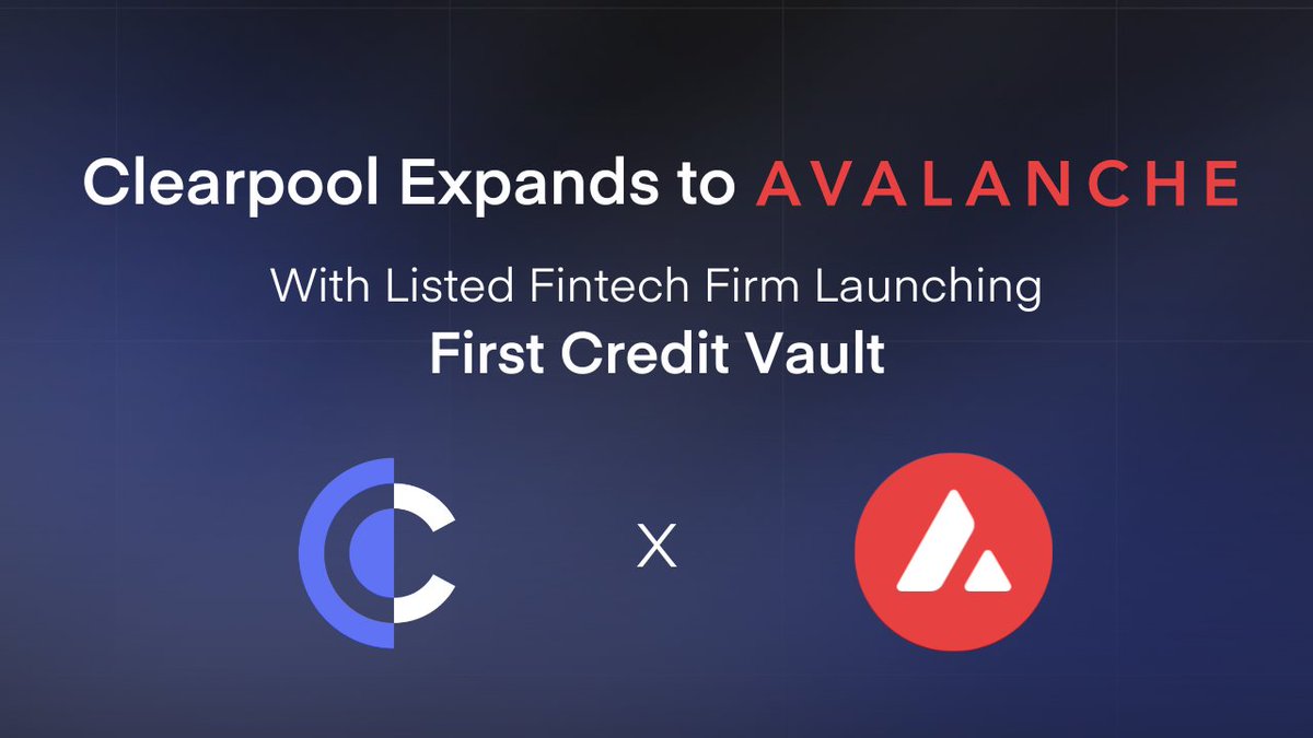 ClearpoolFin's tweet image. 🚀 Clearpool expands to @avax with an exclusive launch of its new real world asset (#RWA)-backed product, Credit Vaults.

🆕 The inaugural Credit Vault pool has been launched by @BanxaOfficial, a publicly listed global infrastructure provider enabling embedded crypto in the…