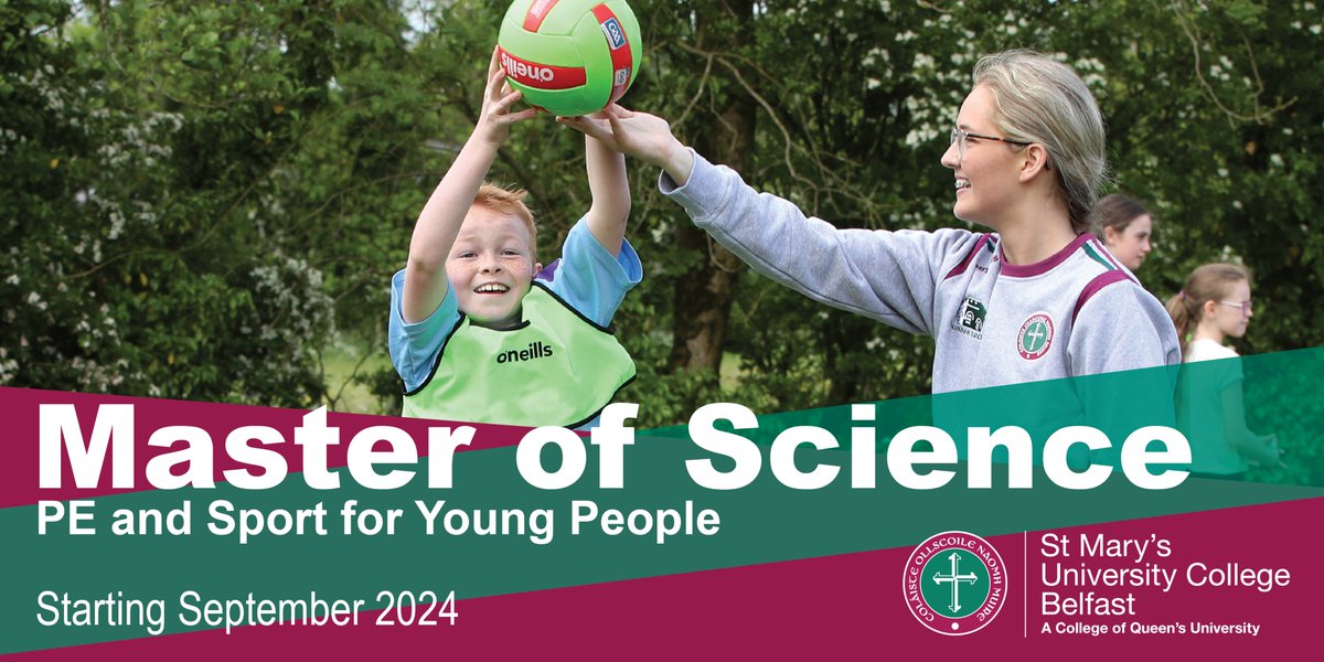 MSc Sport &amp; PE for Young People🏈🏐🏀⚽️
Our MSc student feedback has been outstanding; "One of the aspects of the Masters that I particularly enjoyed was the course variety."
APPLY for Sept2024 VIA St Mary's website
stmarys-belfast.ac.uk/study/postgrad…
