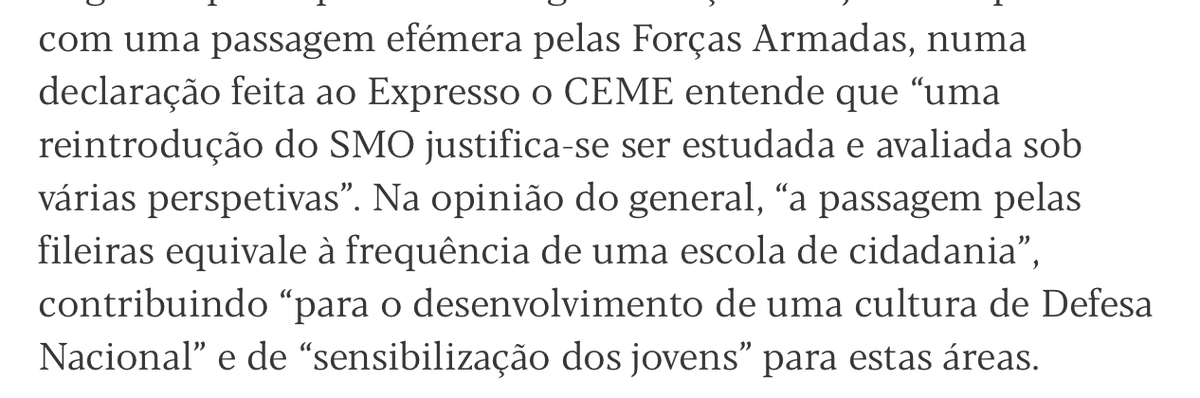 A discussão sobre SMO mostra como muitos sectores da sociedade beneficiariam de aprender com a maneira como a FA's fazem estas coisas. Basta ler o artigo do <a href="/expresso/">Expresso</a>. A mensagem tem 3 partes, seguindo o método dialético. "Vale a pena estudar a reintrodução do SMO" (Tese).