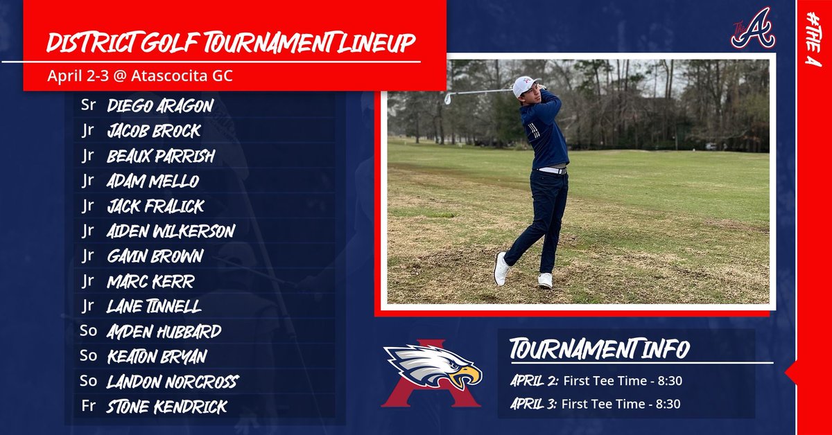 Today is the day we’ve been waiting on.   Time for all the hard work, and long day to pay off.  It’s district time!! Let’s have a day! ⛳️🅰️🦅 #EagleGolf #AtascocitaGolf #HighSchoolGolf #The🅰️ #AHS #AtascocitaHighSchool #DistrictGolfTournament @AHSASBC @HumbleISD_Ath @AtascocitaGC