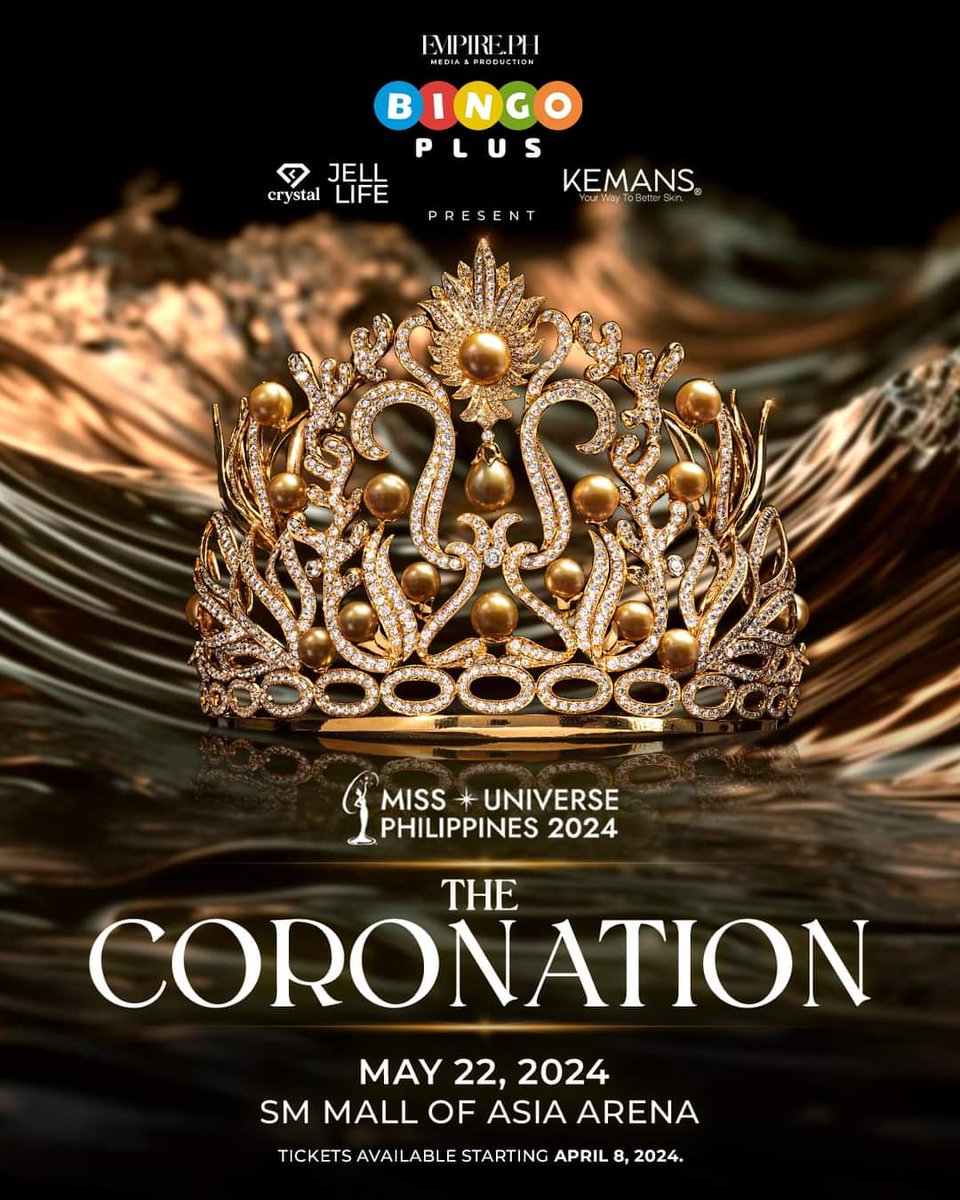 The Most Beautiful Day in the Philippines will happen at the SM Mall of Asia Arena on May 22! 💫 Watch The Coronation of the Miss Universe Philippines 2024 LIVE. Mark your calendars, tickets available starting April 8. #MUPH2024AtMOAArena #ChangingTheGameElevatingEntertainment