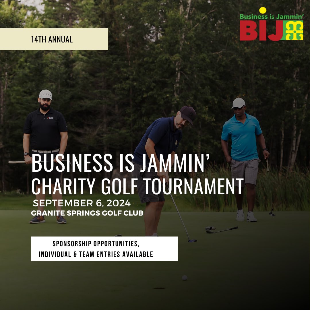 We are so excited to host our 14 Annual Business is Jammin’ Charity Golf Tournament on Friday, September 6, 2024, at Granite Springs Golf Club. Email gemeda.marine@bbi.ns.ca Purchase your ticket here: BIJForeFutureLeaders.eventbrite.ca