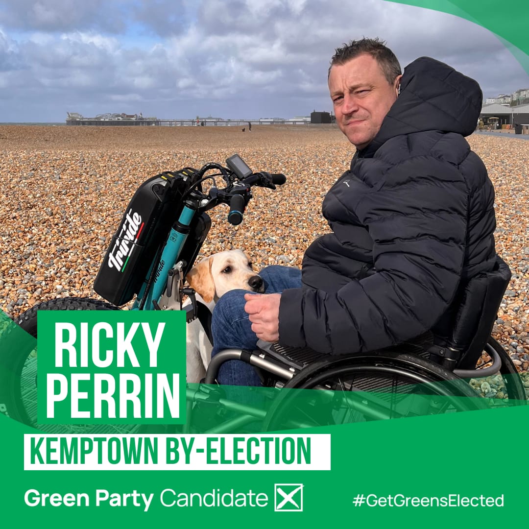 Meet our excellent candidate for the Kemptown by-election on 2 May, community campaigner and disability champion @rickyperrin. 💚💚💚brightonhovegreens.org/2024/04/02/men… #getgreenselected