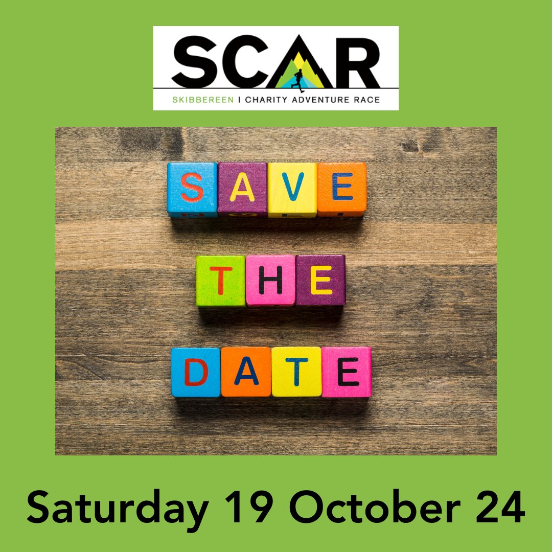 ** Save the Date ** The date for SCAR 2024 has been confirmed as Saturday 19 October! Registrations will open soon. Watch this space….. @SouthernStarIRL @CarberyGroup @castlehavenGAA @kayathlon @skibbereenIRL @bandon @clonakilty @dunmanway #lovewestcork #SCAR2024