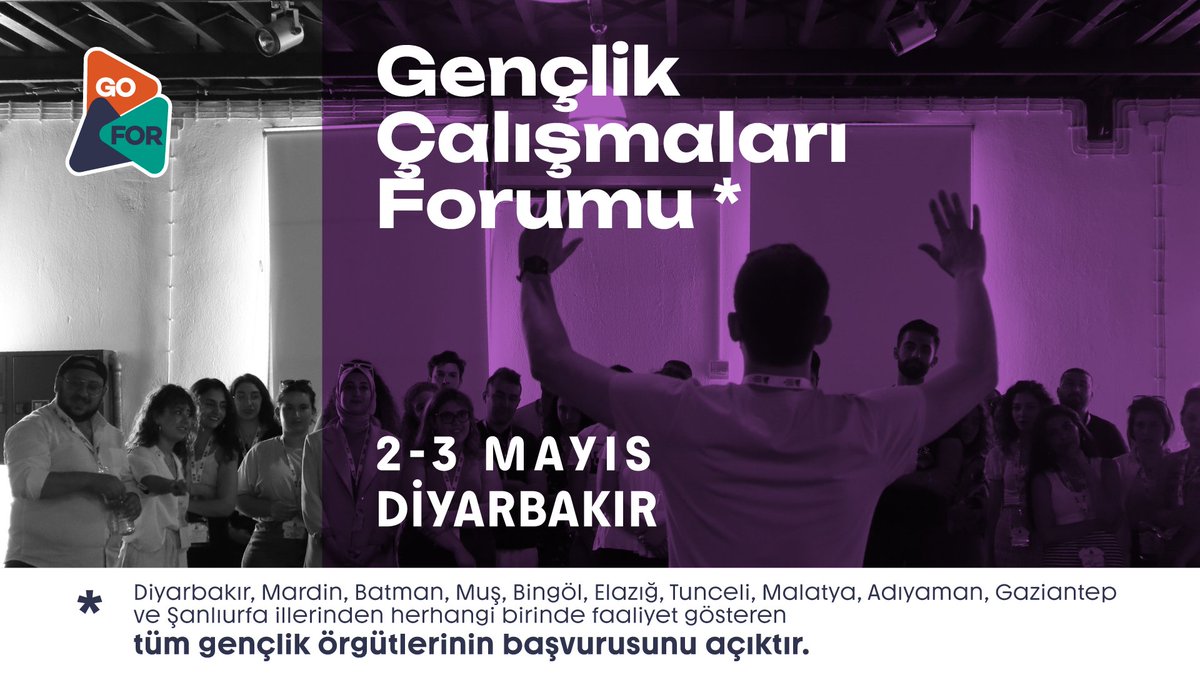 🍉 2-3 Mayıs’ta Diyarbakır'da buluşalım. 🟠 Gençlerle çalışan bir örgüt müsünüz? Eğer öyleyse 'Yerel Yönetimlerde Gençlik' temalı Gençlik Çalışmaları Forumu'na davetlisiniz! ℹ️ Hangi illerdeki gençlik örgütleri başvuru yapabilir? Diyarbakır, Mardin, Batman, Muş, Bingöl, Elazığ,…