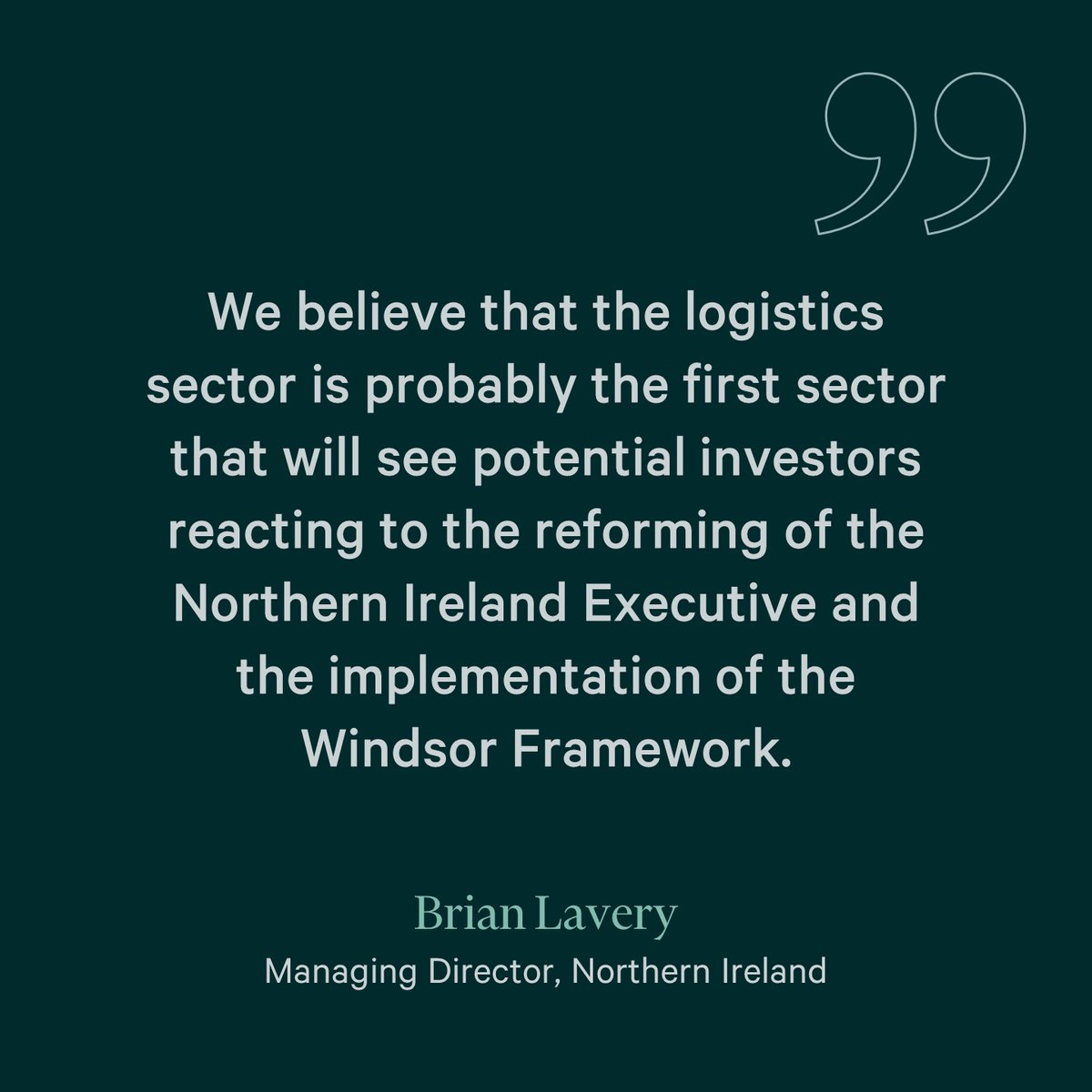 Brian Lavery, Managing Director, Northern Ireland, shares insights as a guest columnist for @irish_news on the current opportunities in the logistic sectors: cbre.co/3VBcXne