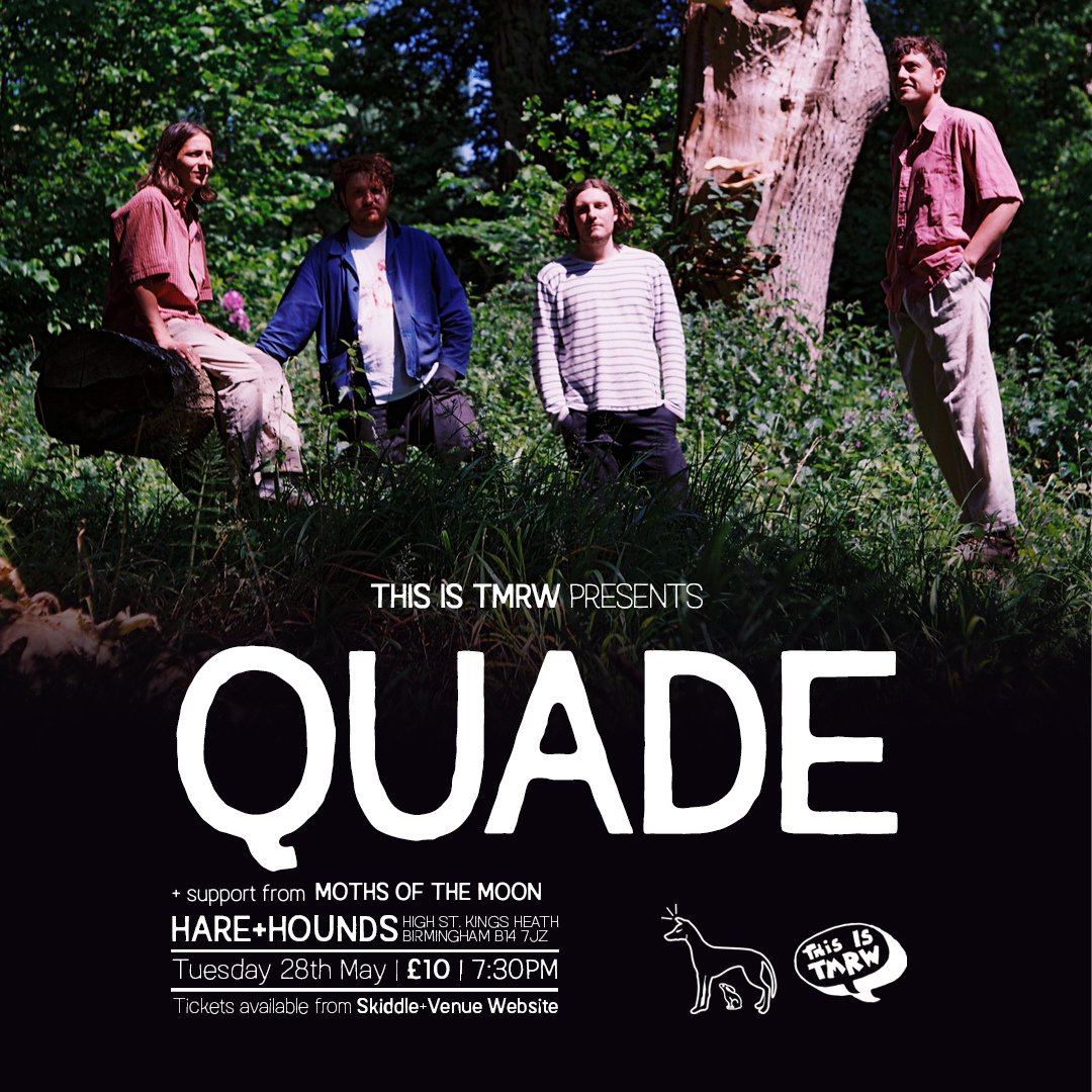 NEW SHOW: Traipsing between gothic expansiveness and cosmic psychedelia, Quade play the @hareandhounds on Tuesday, May 28th. Support comes from multi-instrumental experimental duo Moths of the Moon! Tickets on sale now 🤘 skiddle.com/e/38086960