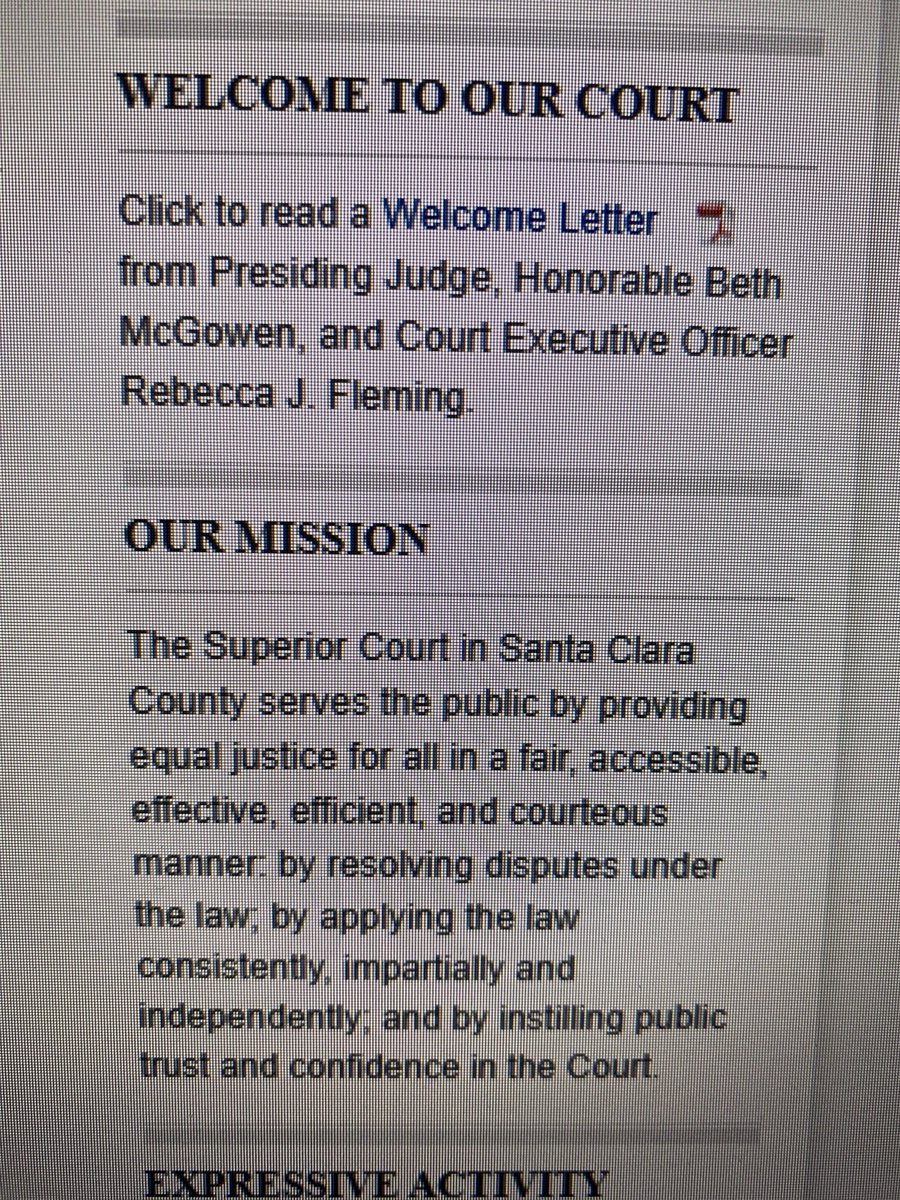 Our Mission Statement on the Front Pg. @Santa Clara County Superior Court Website in San José, CA. ⁦@Apple⁩ Lawyers RJ Frassetto, Jeffrey D. Janoff & @Apple Mediator Gavin made a “Mockery” of Our Mission Statement, what a “Disgrace”? #DOCUMENTED_FACT