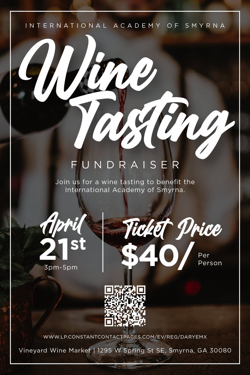 You are invited to join us for our fundraiser at @thevineyardwinemarket in Smyrna!

Register here: lp.constantcontactpages.com/ev/reg/daryemx

#iasmyrna #iasstrong #charterschool #tuitionfree #free #education #community #internationalstudies #fundraiser