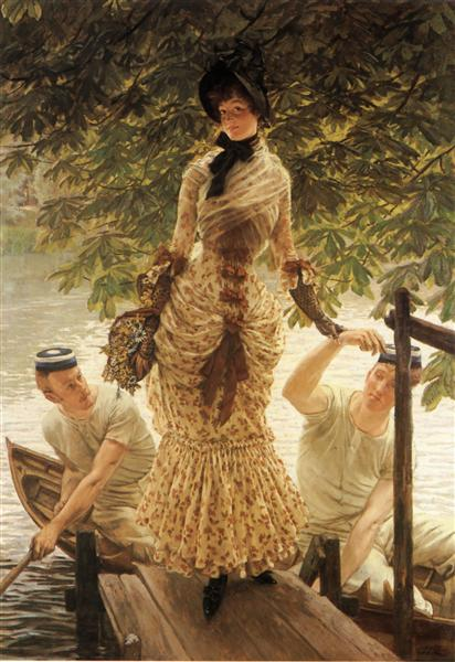 Good morning, my dear Twitter X friends.  ☀️ ☕️☕️

Happy Tuesday!  🤗  Let's make it happen!   🕺💃

'On the Thames' by James Tissot; Date: c.1874; Style: Impressionism. 👩‍🎨🎨