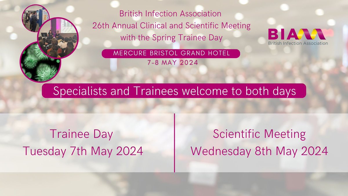 Register for the BIA Trainee Day and Scientific Meeting 📅 All are welcome to both days at the Mercure Bristol Grand Hotel 👉 buff.ly/3RR2Ffe #Infection #InfectionEvent #IDTwitter #AMR #BIASpring2024