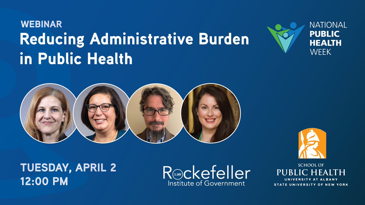 Join us at noon today for a webinar hosted in collaboration with @UAlbanySPH, 'Reducing Administrative Burden in Public Health.' More info and registration 👇 rockinst.org/rig-events/web…