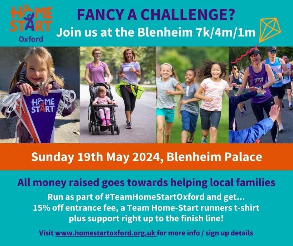 Need to work off all those Easter eggs? Join #TeamHomeStartOxford and take part in the @blenheim7k on 19th May! Sign up here to receive discount on entry and free t-shirt buff.ly/3uy2OwP #Blenheim7k #Charity #RunForCharity #Run