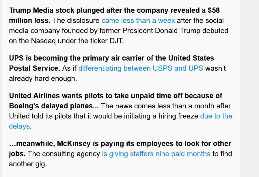 Meanwhile, have a look at news re: Trump Media and McKinsey.