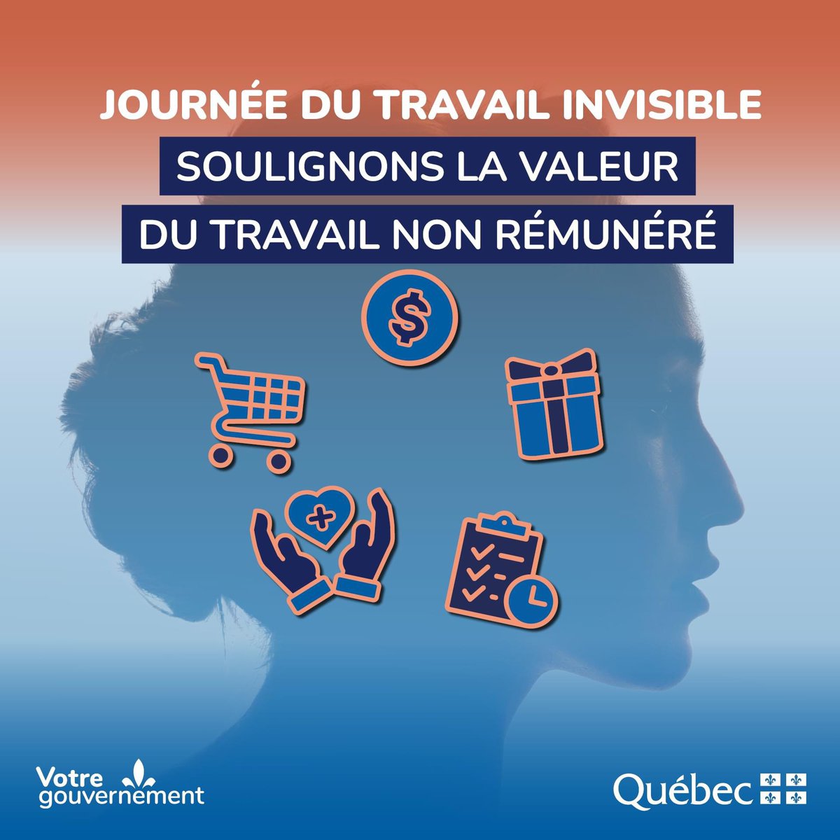 Aujourd’hui, reconnaissons que les femmes sont les principales responsables de l’accomplissement du travail invisible. Soulignons aussi l’implication de plus en plus importante des hommes. Profitons-en pour réaffirmer l’importance de l’égalité entre les femmes et les hommes.