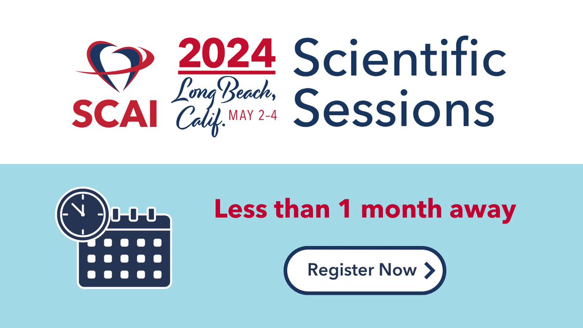 #SCAI2024 is a month away! Register now for our annual conference in the beautiful waterfront city of Long Beach, California. SCAI Scientific Sessions promises an unparalleled opportunity to engage with the global #InterventionalCardiology community. ➡️ scai.org/scai-2024-scie…