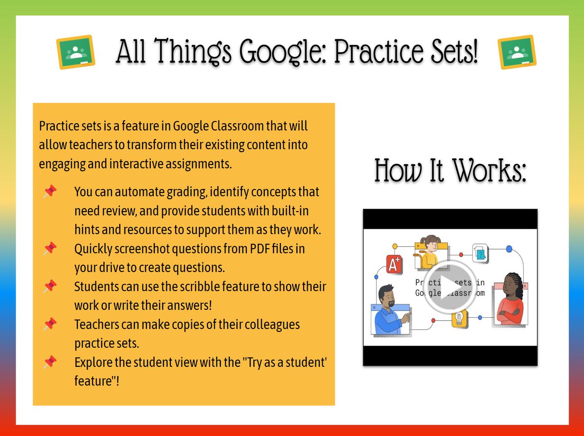 Happy Tech Tip Tuesday from the #TechITOut crew 🥳 @sassonek @_kimberly_p Over the next few weeks, we'll share quick tips that will help boost your productivity when using @GooglForEdu Today's tip showcases how you can utilize the Practice Sets feature in Google Classroom.