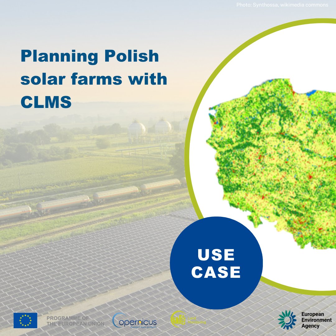 Europe is increasingly turning to solar power ☀ How can we ensure our infrastructure supports this development? Using CLMS datasets, professor Pablo Benalcazar & his team have identified suitable land for large-scale solar installations in Poland. 👉land.copernicus.eu/en/use-cases/p…