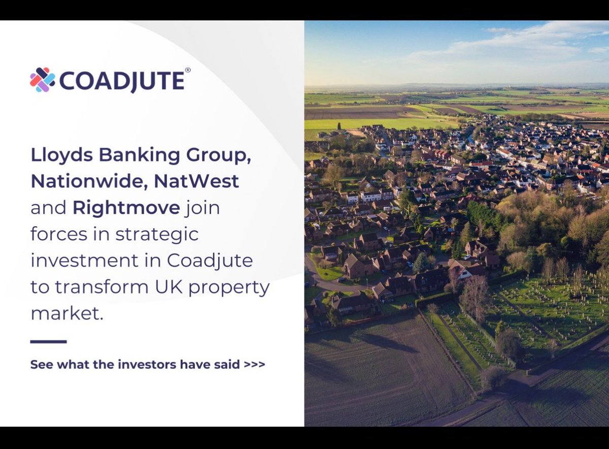 👏 Congratulations to our portfolio company @coadjute on raising £10m from three of the UK's largest mortgage providers (Lloyds Banking Group, Nationwide Building Society & NatWest) and Rightmove. 👉 Check out the full story on Coadjute's website: coadjute.com/blogs/press-re…