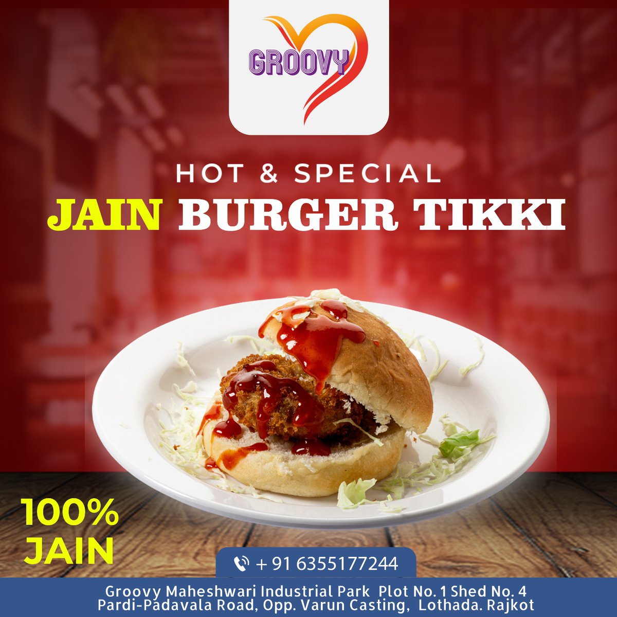 Hot & Special Jain Burger Tikki 
.
.
.
#groovy #GROOVYCAFE #restaurant #pizza #paneerpizza #tandoorichickenpizza #cheesecorn #ItalianCrush #tandoorichicken #chickenpizza #pizzalover #pizzatime #indianpizza #italianfood #tastyfood #indianrestaurant #pizzatreat #weekend #spicyfood