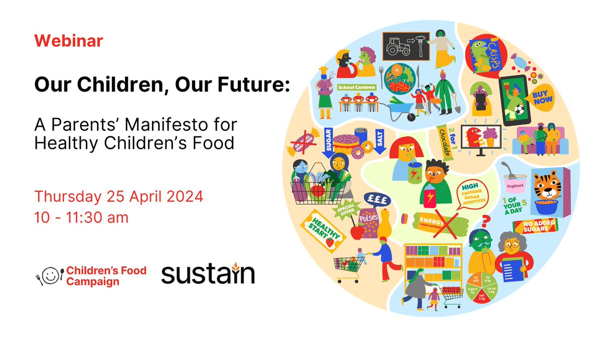 We've canvassed views of over 2000 parents & worked with 13 parent ambassadors to co-create Our Children, Our Future: A manifesto for children's healthy food. Join us on 25 April for an interactive webinar & find out what parents want the next Govt to deliver!