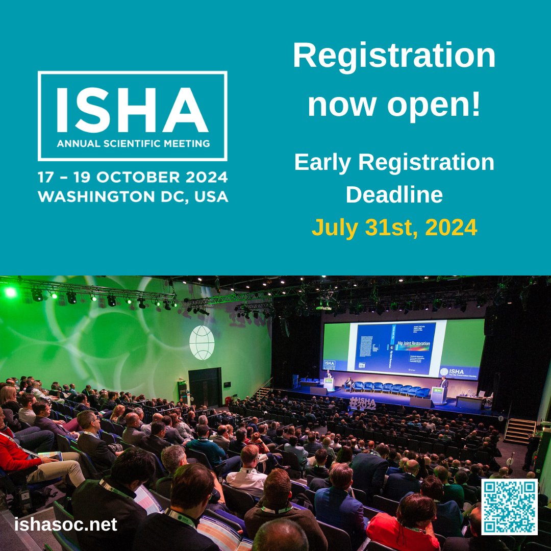 *Registration is now open for the 2024 Annual Scientific Meeting of ISHA - The Hip Preservation Society! Register now to secure the Early Rate!* oaandgap.eventsair.com/isha-2024/regi… #isha2024 #HipPreservation #learning #networking #Surgeons #physiotherapy #advancedpracticeprovider