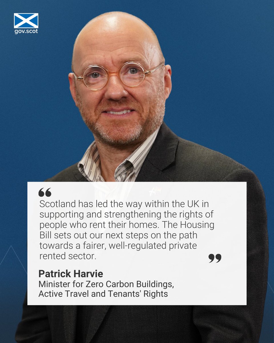 Our Housing Bill will introduce long term rent controls to help keep homes affordable for tenants. Tenants’ Rights Minister @PatrickHarvie said this will help create a fairer rented sector for the benefit of tenants and landlords. Read more: gov.scot/news/long-term…
