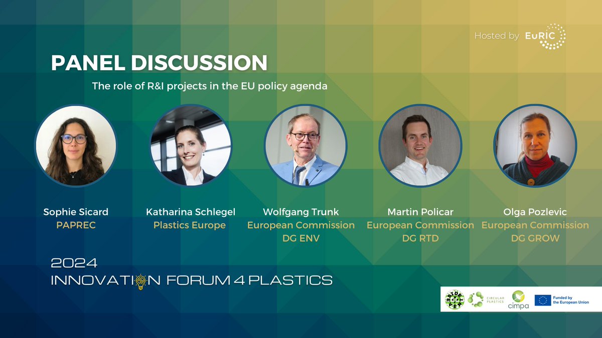 How do the results of EU-funded projects contribute to achieving the #EUGreenDeal? 🤔 Join the panel discussion at the Innovation Forum 4 Plastics in Brussels on 19 April and hear insights from our impressive lineup of speakers. Register here 👉🏽euric.link/cw9