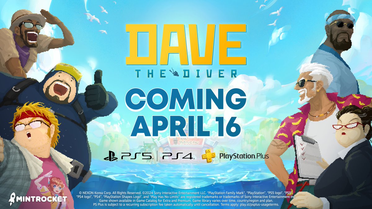 Dave the Diver for PlayStation release date announcement! 👏
You can Dive into Dave's world on Playstation on April 16th! 🦈😍
