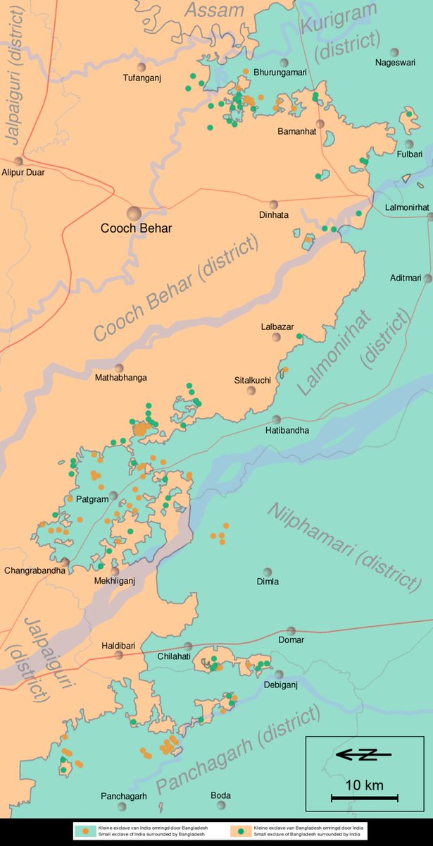 MODI-THE MOST CUNNING POLITICIAN EVER!🧵 Read @ShekharGupta's letter to Modi in 2013 to fully understand the real Modi. Let's start with some backstory. India & Bangladesh had enclaves (71 & 102) that are pockets of land in each other's territory. (1/n) theprint.in/sg-national-in…