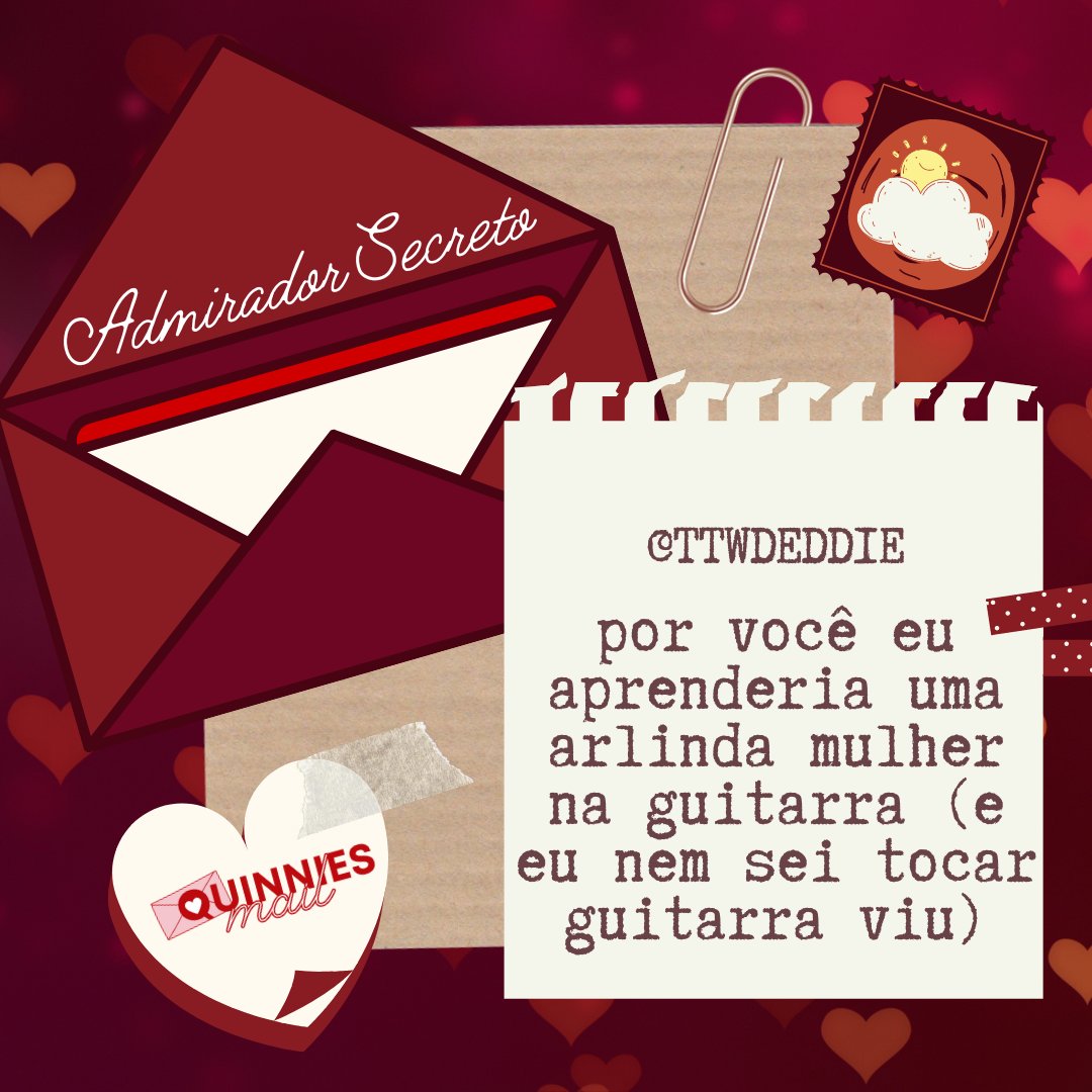 quinniemail's tweet image. • ♥︎ • Love Edition • ♥︎ •

PARA: @ttwdeddie 
DE: anônimo
