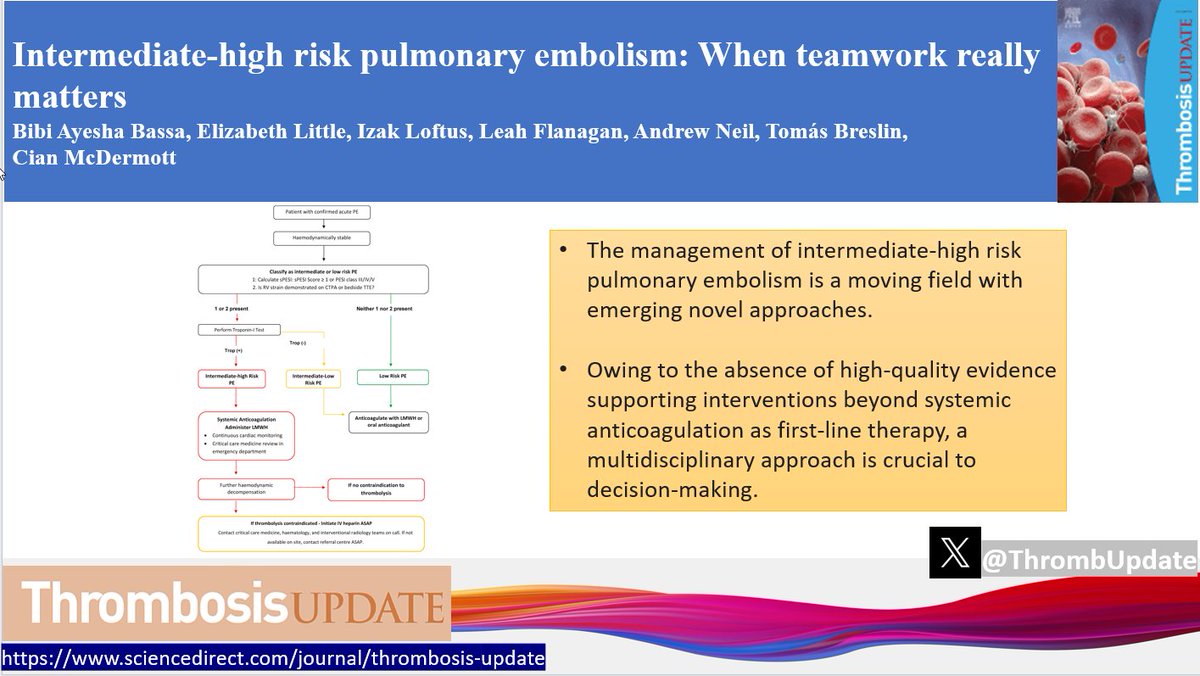 A narrative review of the current literature and guidelines, the risks and benefits of alternative therapy options on outcomes for the optimal management of intermediate-high risk #PE @bibibassa @Leezalit @LeahFlanagan19 sciencedirect.com/science/articl… #ThrJournal @ELShematology