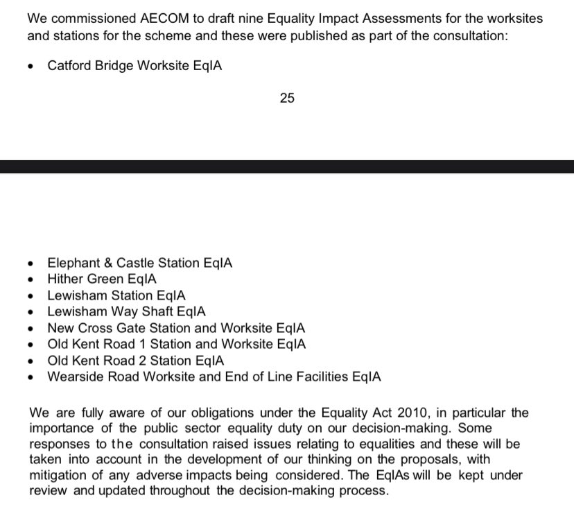 This decision is the culmination of ~10 years of planning bs, with three rounds of consultation from 2014-2019 We may not have got a train extension but we did get 101 stakeholders invited to meetings, nine “Equality Impact Assessments”, and comments from the “TfL Youth Panel”