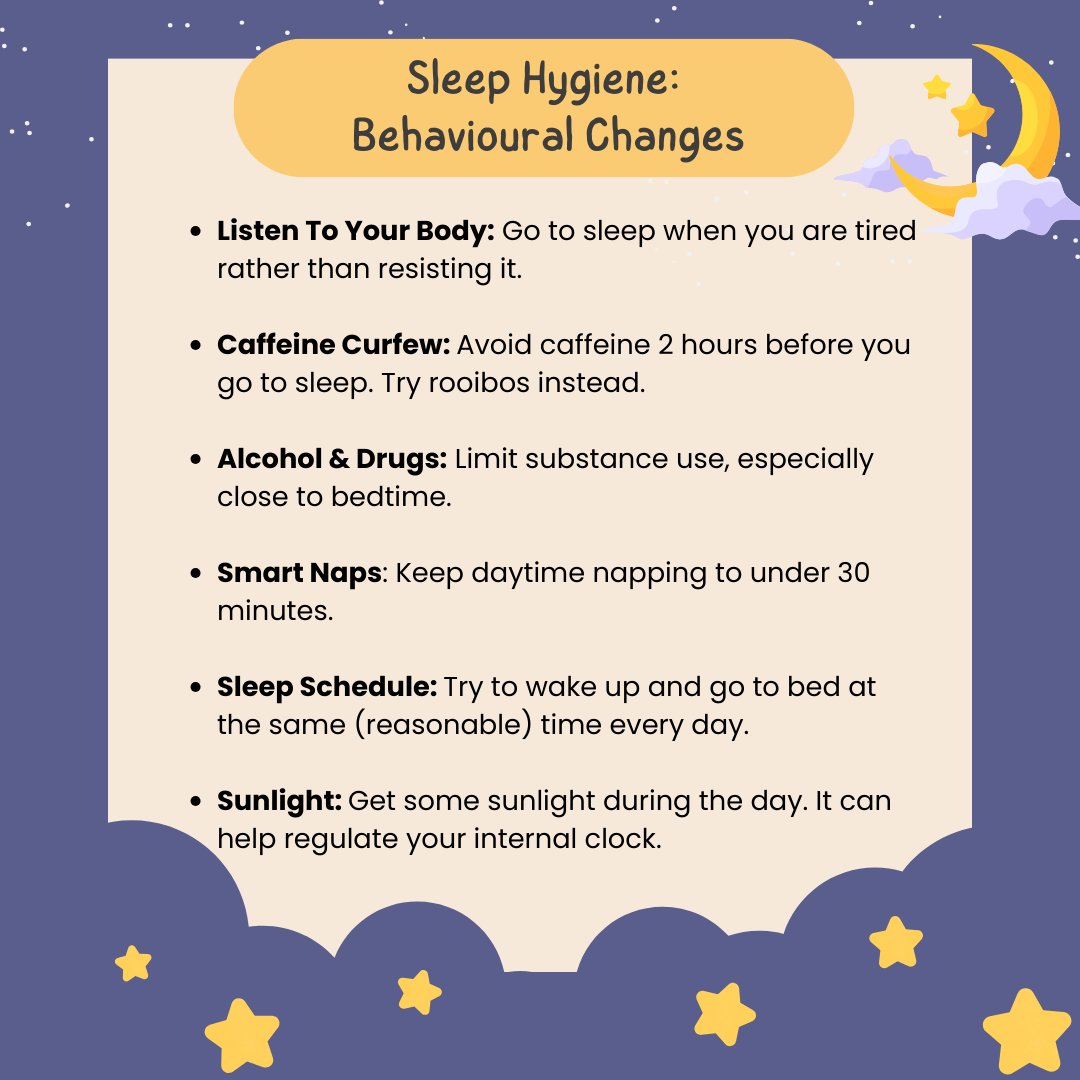 Level up your sleep routine with these behavioural changes! 📷
#sleep #sleephygienetips #sleeptraining #sleepengine #selfcare #selfhelp #hivmhru #healthsciences #behaviour #research #clinicalresearch #psychology #psychologist #researchassistant #mentalhealth