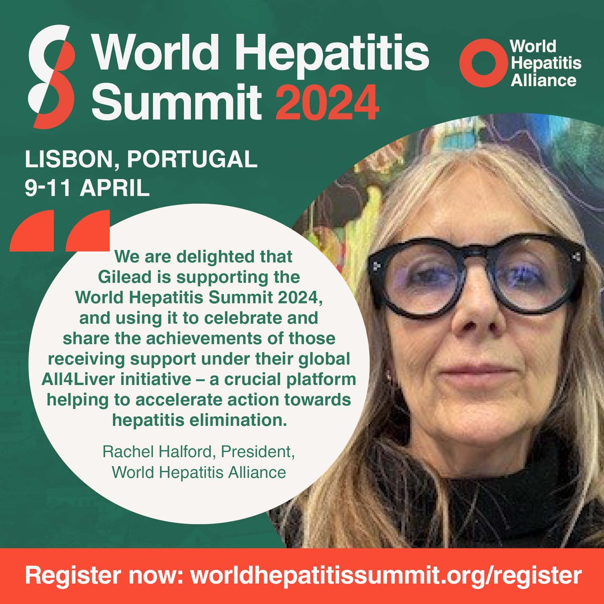 The #WorldHepatitisSummit 2024 in Lisbon, Portugal, is just one week away! We would like to share our appreciation of everyone who has made the event possible, like @GileadSciences. Can’t make it to Lisbon? Register a virtual place today👇 bit.ly/WHS2024registr… #HepCantWait