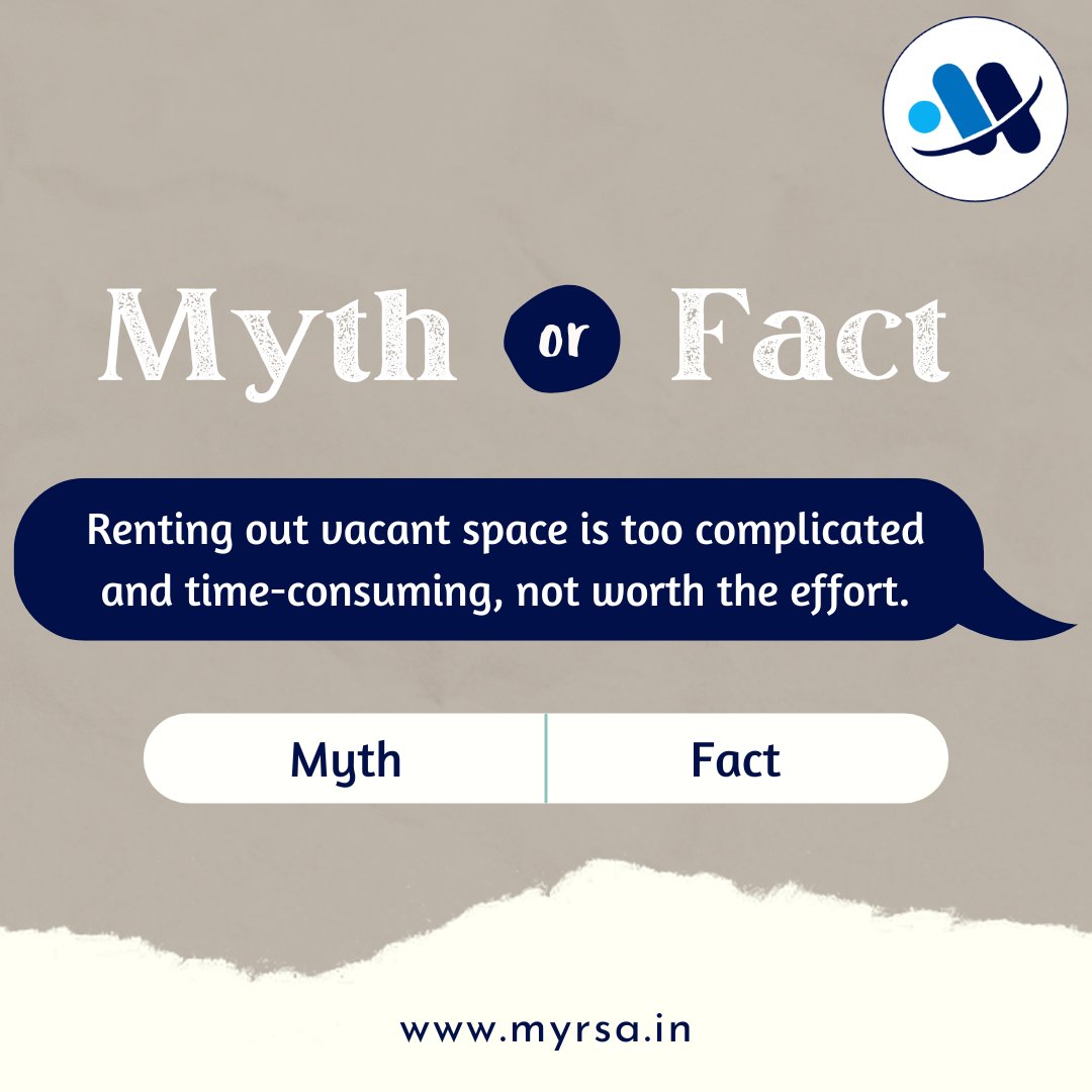 Myth or Fact!

Renting out vacant space is too complicated and time-consuming, not worth the effort.

Comment below your answers.

To know more visit our website 👉myrsa.in

#rentalspace #vacantspaces #emptyspace #eventvenues