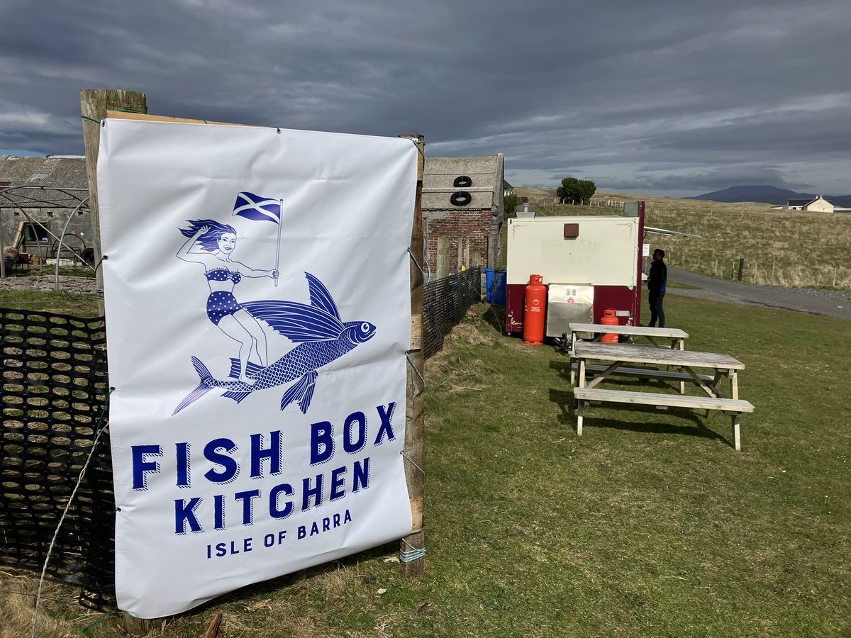 Excellent addition to the #Barradise food scene. Monkfish burger and langoustine tails. #FishboxKitchen