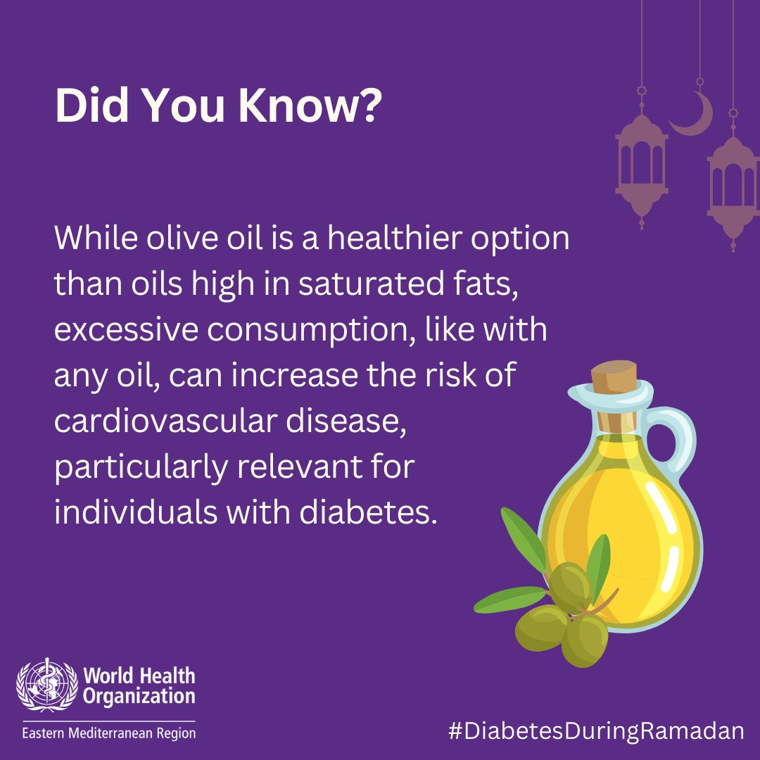 Protect your heart. Limit your oil consumption. While olive oil is a healthier option than oils high in saturated fats, excessive consumption, like with any oil, can increase the risk of cardiovascular disease, particularly relevant for individuals with #Diabetes.