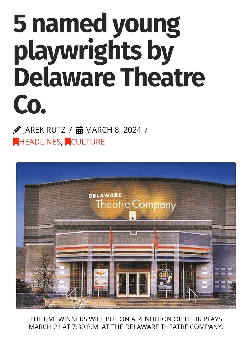 Congrats to the writers @DelawareTheatre delawarelive.com/5-students-ann… #youngplaywrights #amwriting #theatre