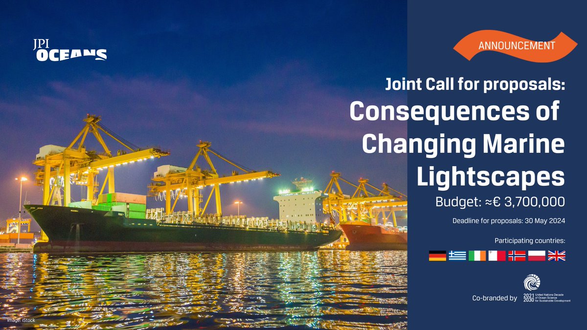 📣@jpioceans is delighted to launch a new Joint Call on Consequences of Changing Marine Lightscapes aiming to close critical gaps in our understanding of the drivers and ecological impacts of changing marine lightscapes. 👉jpi-oceans.eu/en/joint-call-…